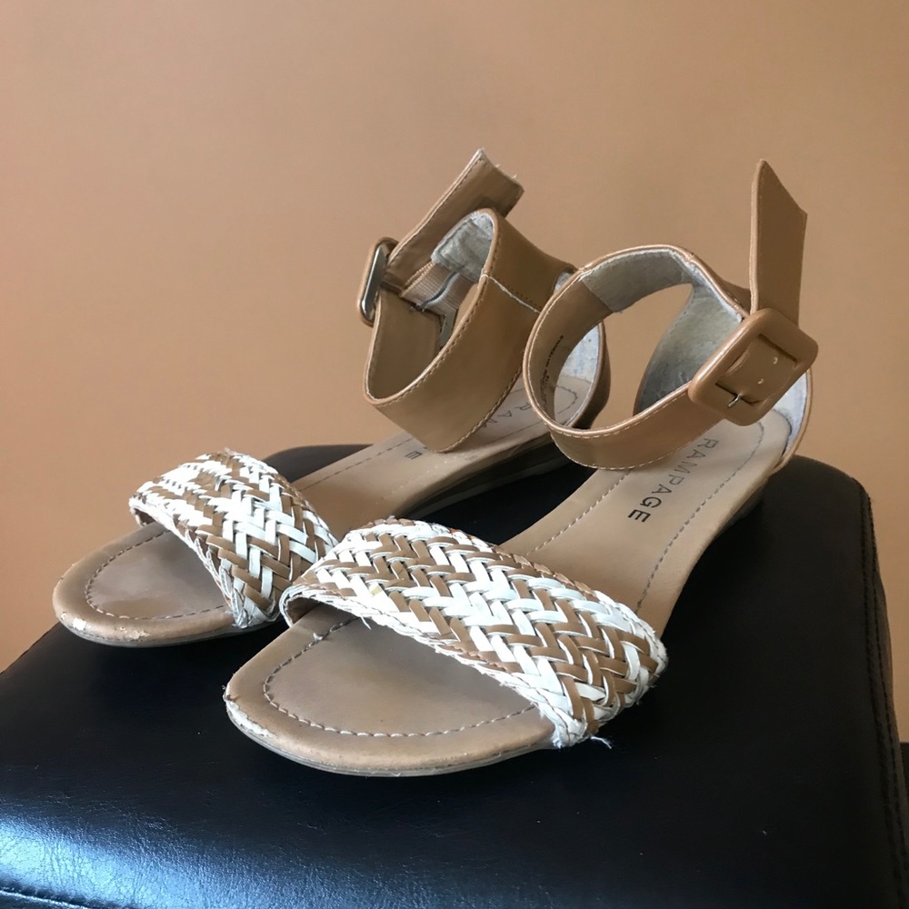 Rampage brown and white weaved sandals